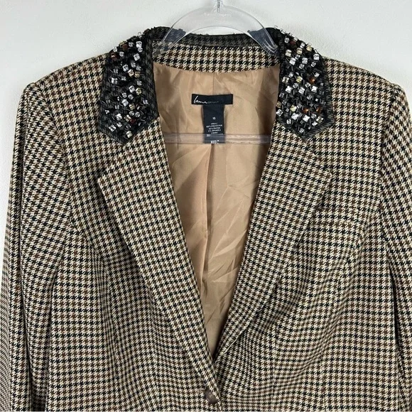 Lane Bryant Houndstooth Blazer beaded collar size: 16 - Picture 2 of 14